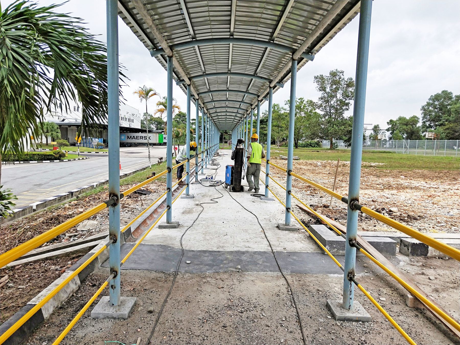 Covered steel walkway at Panasonic, Pasir Gudang