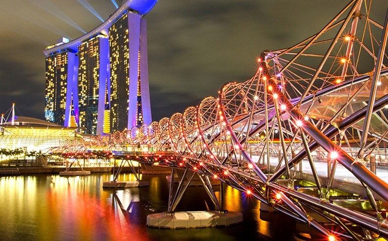 Double Helix Bridge at Marina Bay at night