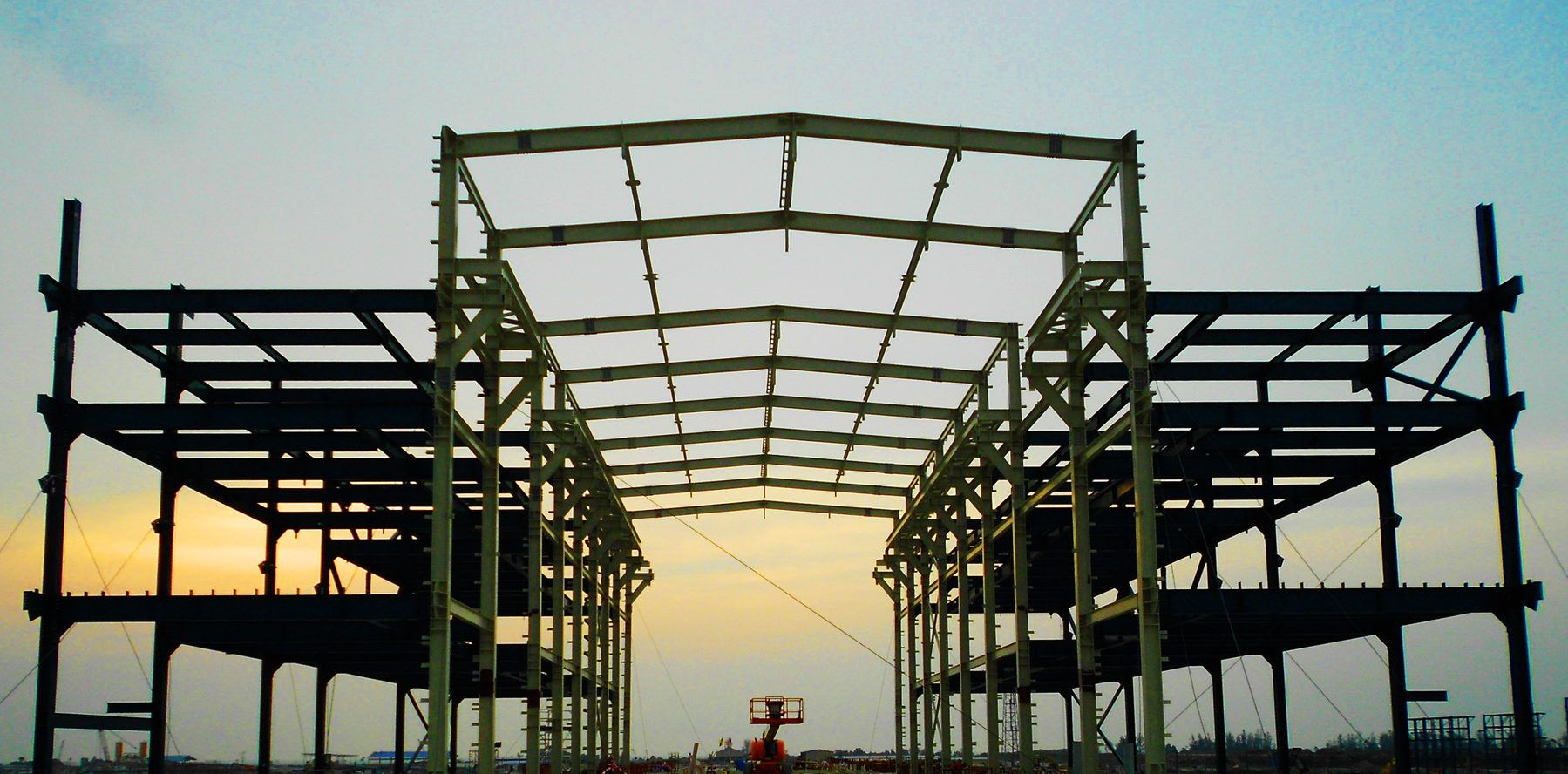 Steel building frames at the Tokuyama plant in Samalaju